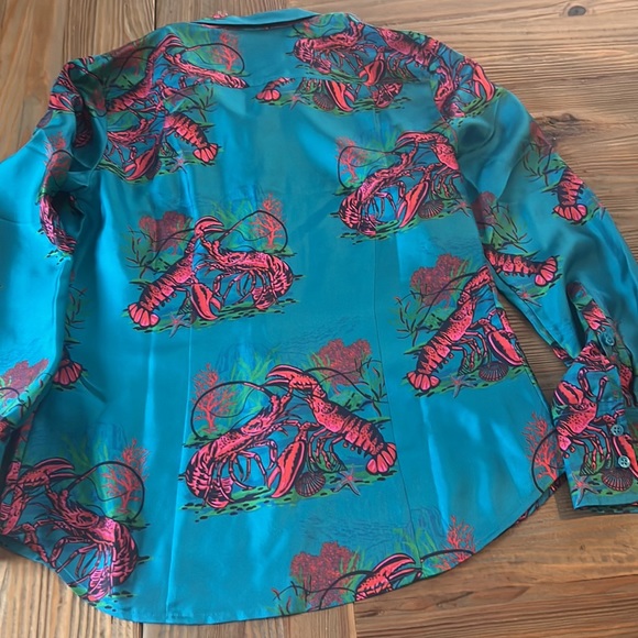 J.Crew Collection NEW Silk Button Down Lobster Shirt 0 - Picture 6 of 6